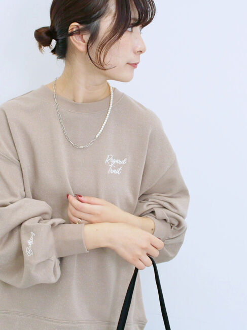 Samansa Mos2 blue「ラメ裏毛プルオーバー」|Tシャツ・カットソー|モカ