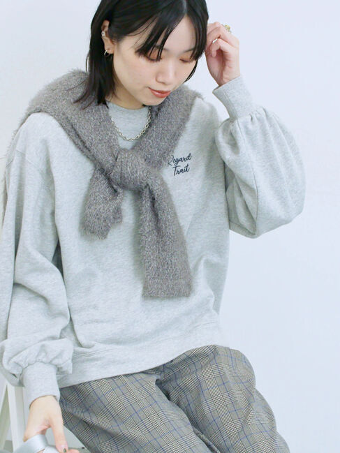 Samansa Mos2 blue「ラメ裏毛プルオーバー」|Tシャツ・カットソー|