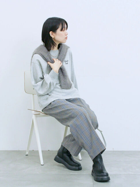 Samansa Mos2 blue「ラメ裏毛プルオーバー」|Tシャツ・カットソー|