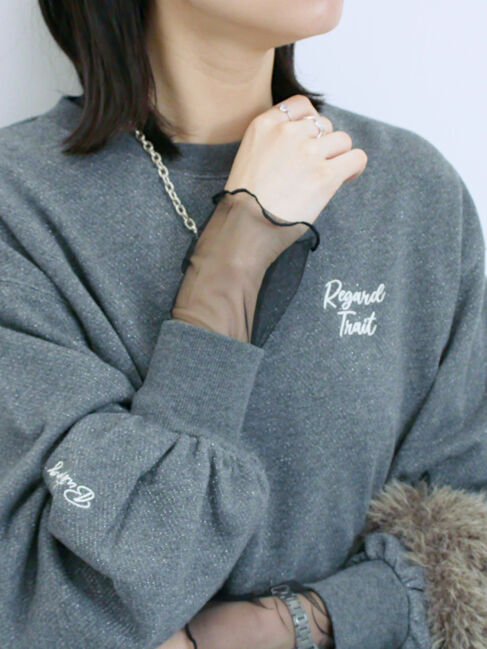 Samansa Mos2 blue「ラメ裏毛プルオーバー」|Tシャツ・カットソー|