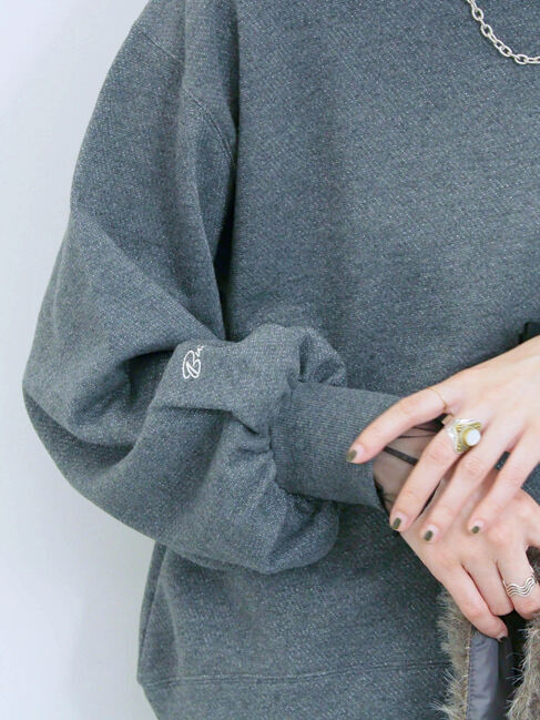 Samansa Mos2 blue「ラメ裏毛プルオーバー」|Tシャツ・カットソー|