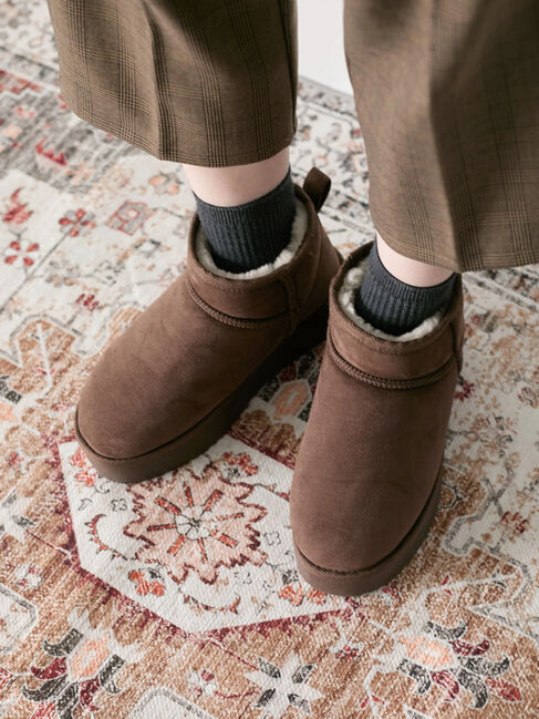 Samansa Mos2 blue「厚底ボアブーツ」|ショートブーツ|