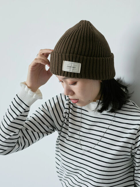 Samansa Mos2 blue「リブニット帽」|その他|ブラウン