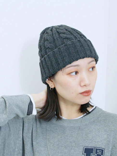 Samansa Mos2 blue「ケーブルニット帽」|その他|