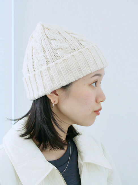 Samansa Mos2 blue「ケーブルニット帽」|その他|