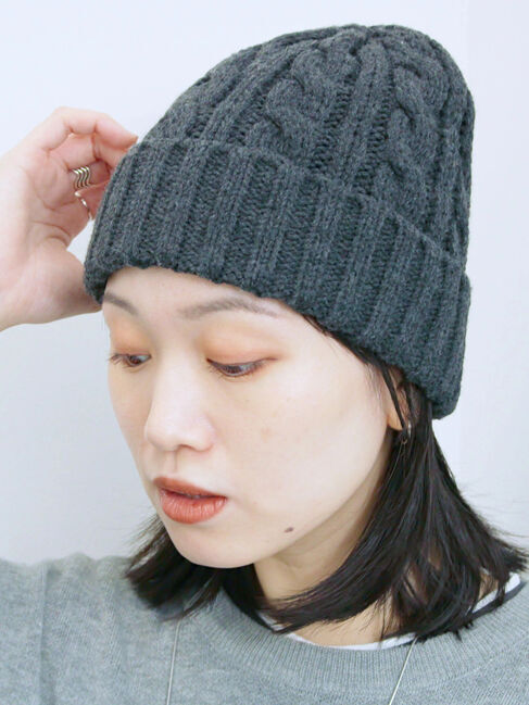 Samansa Mos2 blue「ケーブルニット帽」|その他|