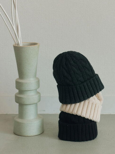 Samansa Mos2 blue「ケーブルニット帽」|その他|