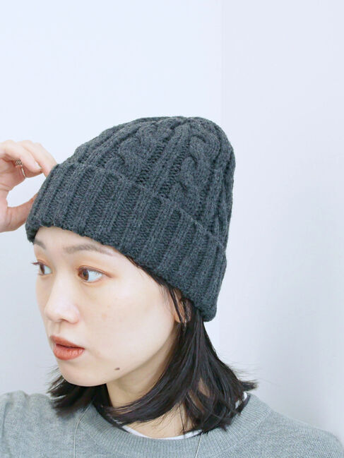 Samansa Mos2 blue「ケーブルニット帽」|その他|