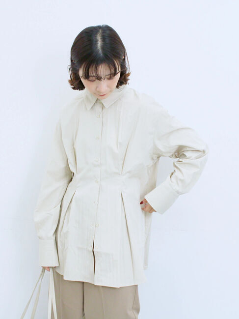 Samansa Mos2 blue「◎マットサテンタックシャツ」|シャツ・ブラウス|