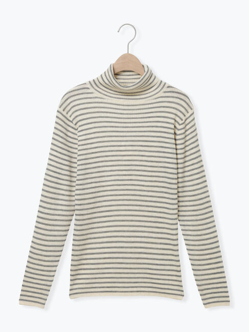 Samansa Mos2「【マシンウォッシャブル】リブタートルネックニット」|ニット・セーター|グレー