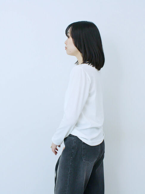 Samansa Mos2 blue「ワンポイント刺繍プルオーバー」|Tシャツ・カットソー|