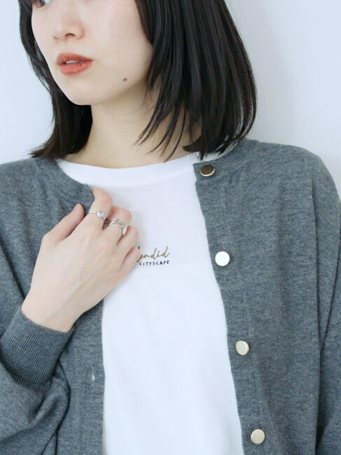 Samansa Mos2 blue「ワンポイント刺繍プルオーバー」|Tシャツ・カットソー|