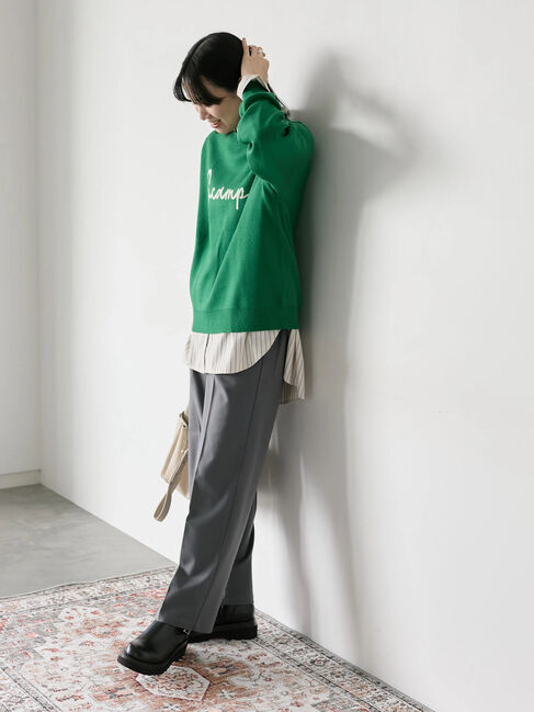 Samansa Mos2 blue「【Hug knit】ロゴプルオーバー」|ニット・セーター|