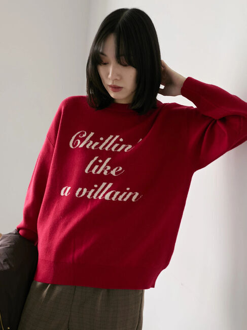 Samansa Mos2 blue「【Hug knit】ロゴプルオーバー」|ニット・セーター|