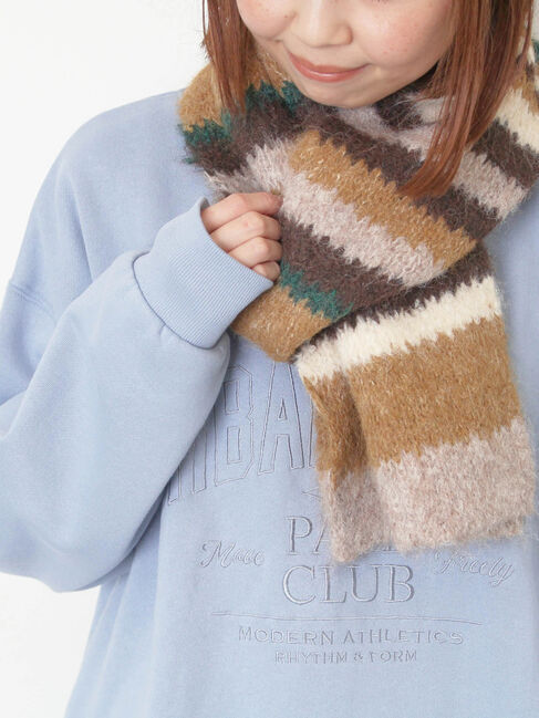 Samansa Mos2「マルチボーダーマフラー」|その他|キャメル