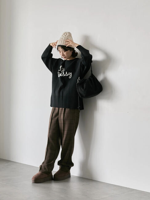 Samansa Mos2 blue「ロゴニットプルオーバー」|ニット・セーター|