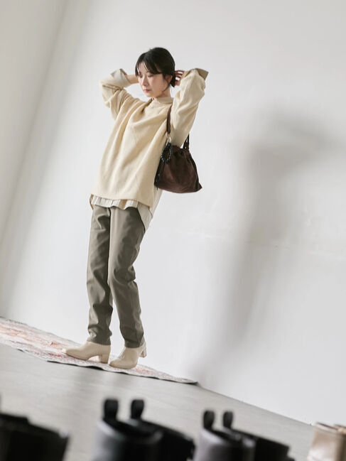 Samansa Mos2 blue「裏起毛ストレッチパンツ」|その他|