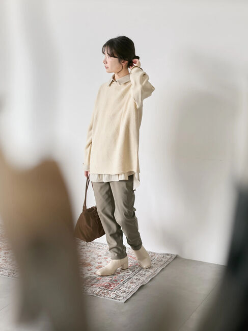 Samansa Mos2 blue「裏起毛ストレッチパンツ」|その他|