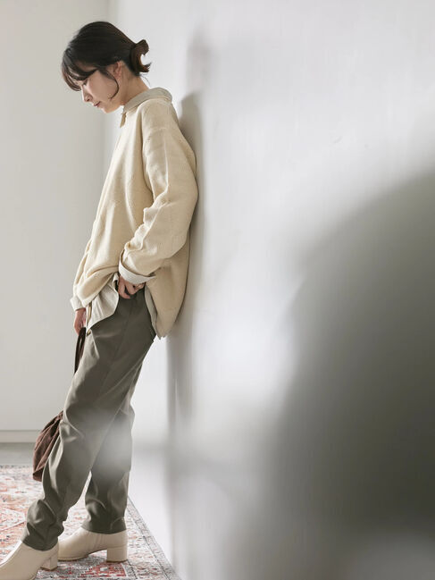 Samansa Mos2 blue「裏起毛ストレッチパンツ」|その他|