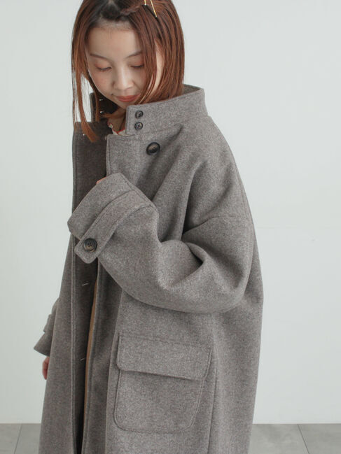 Samansa Mos2「ウールライクスタンドネックコート」|その他|モカ