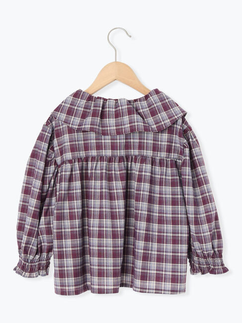 Samansa Mos2 Lagom「チェックフリル襟ブラウス」|シャツ・ブラウス|