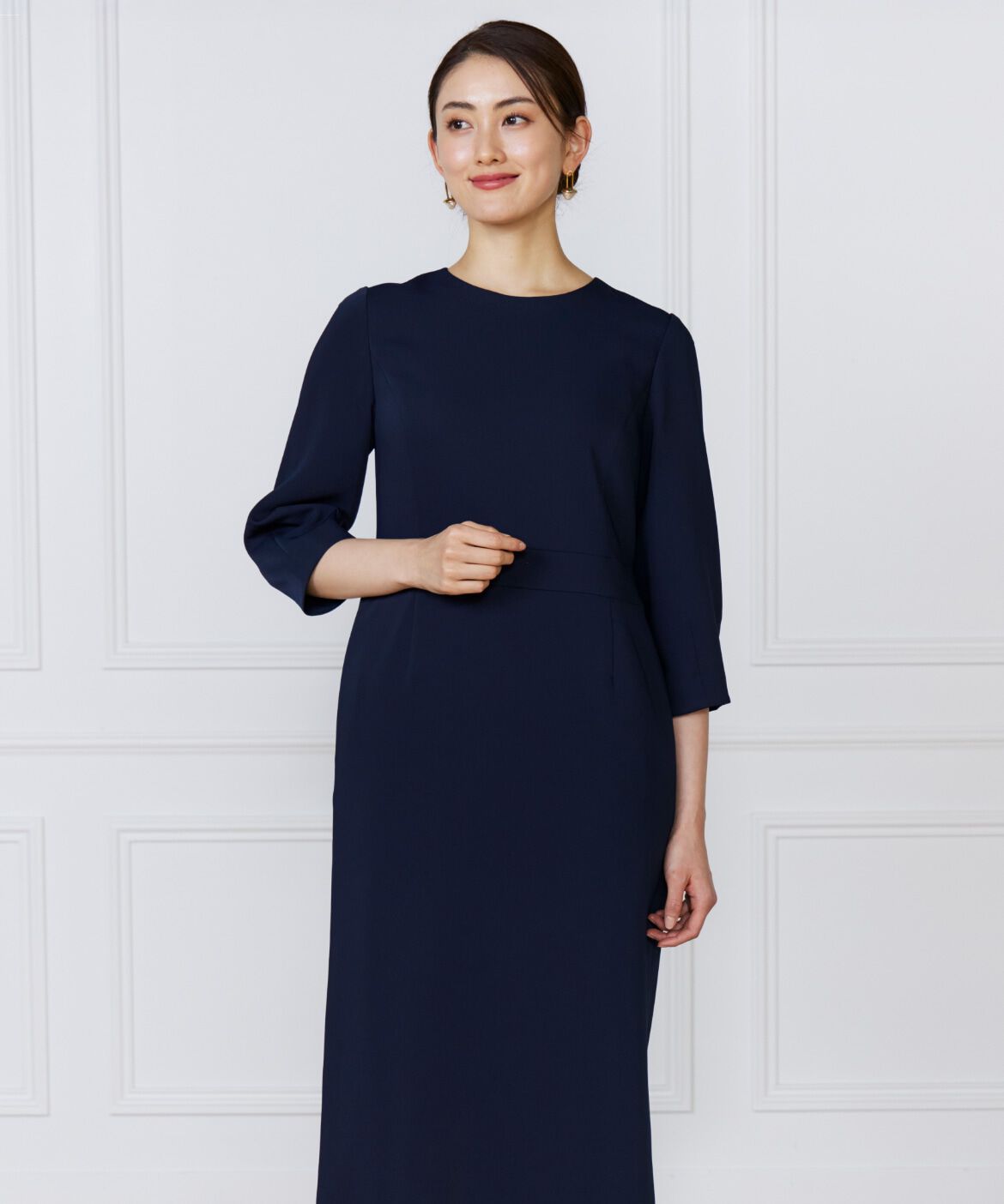 INED「ハイウエストワンピース」|ワンピース|ネイビー