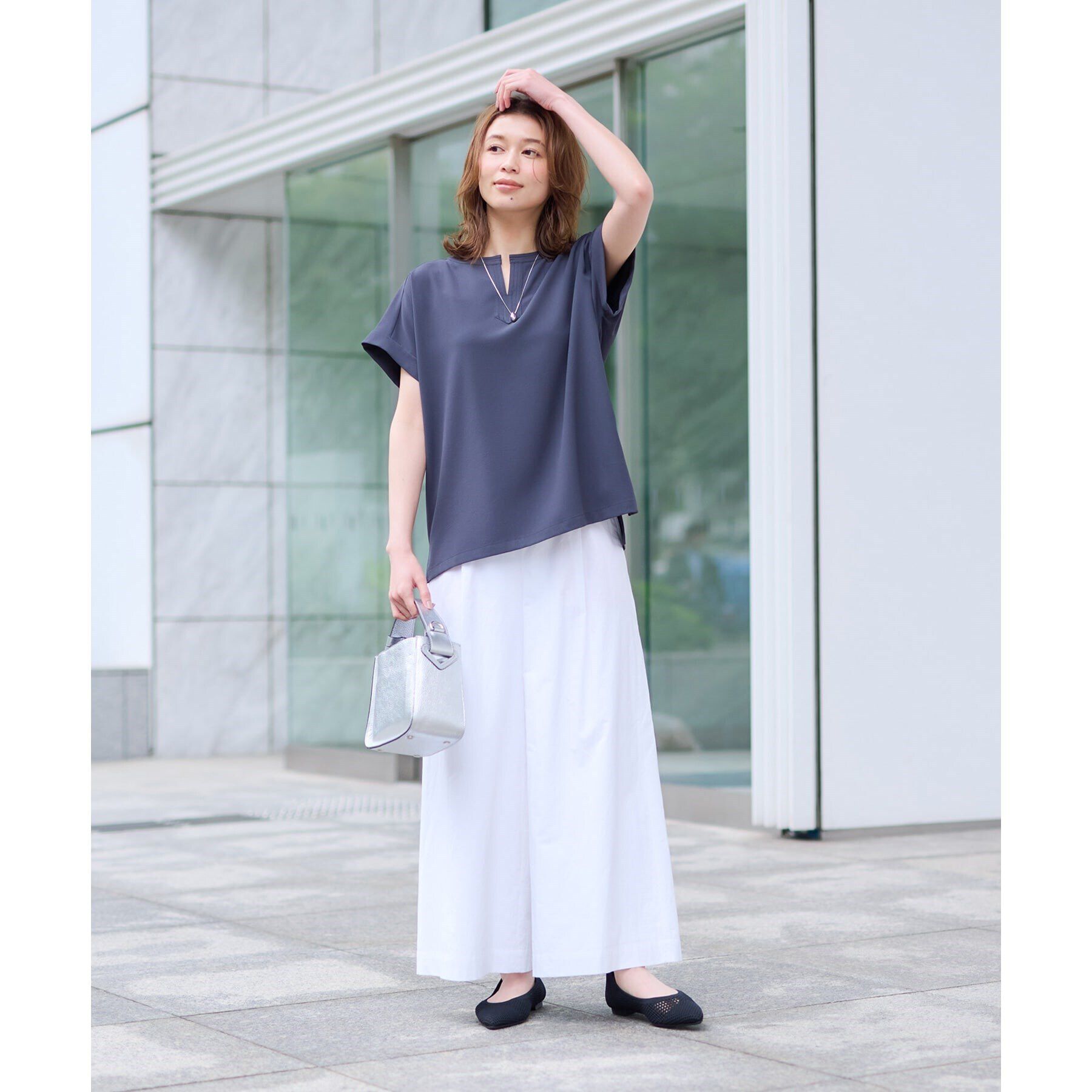 UNTITLED「【清涼感／夏も快適人気セットアップ】リラックスシルエット スキッパーブラウス」|シャツ・ブラウス|