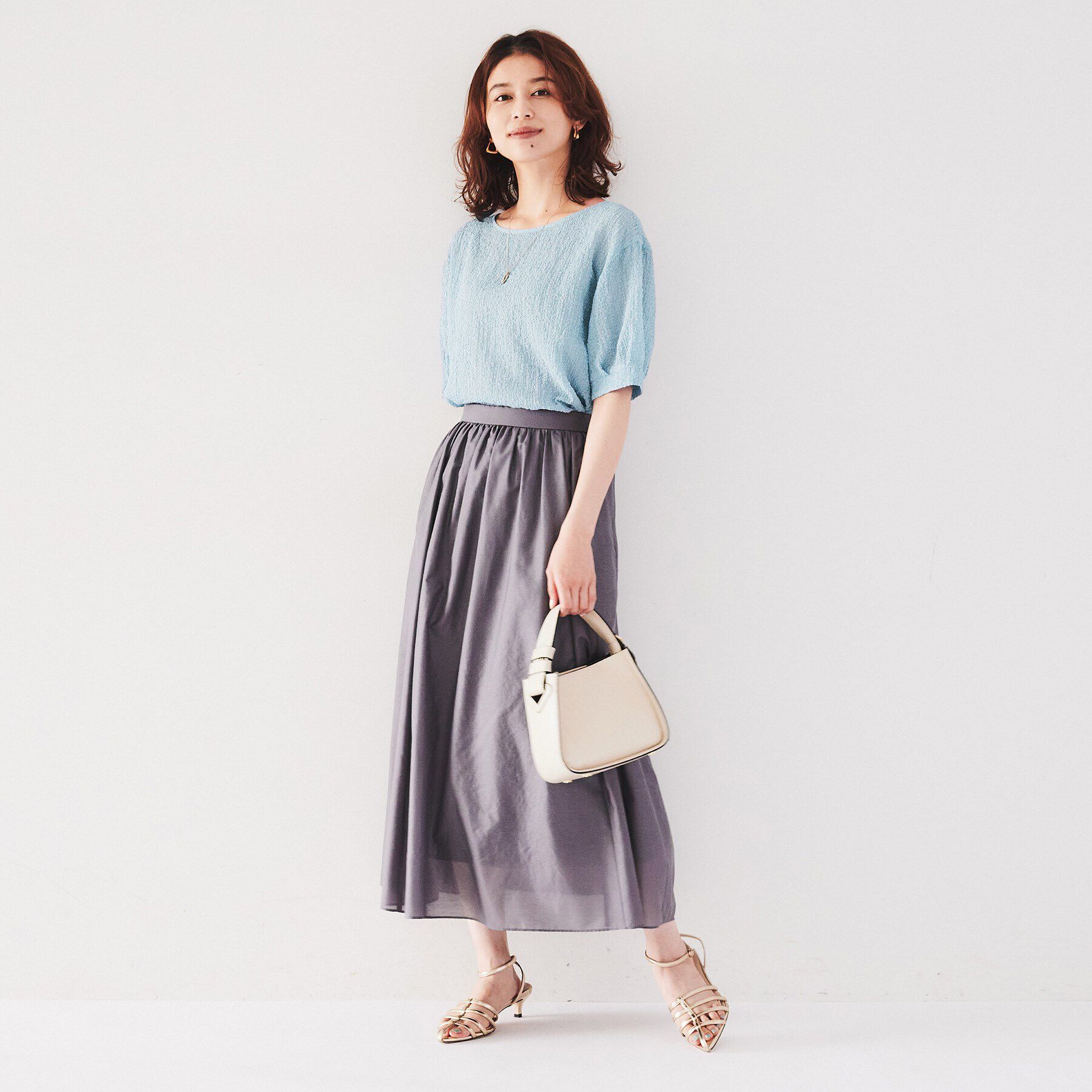 UNTITLED「【シアー/ストレッチ/凹凸素材】バンピー袖コンシャスブラウス」|シャツ・ブラウス|