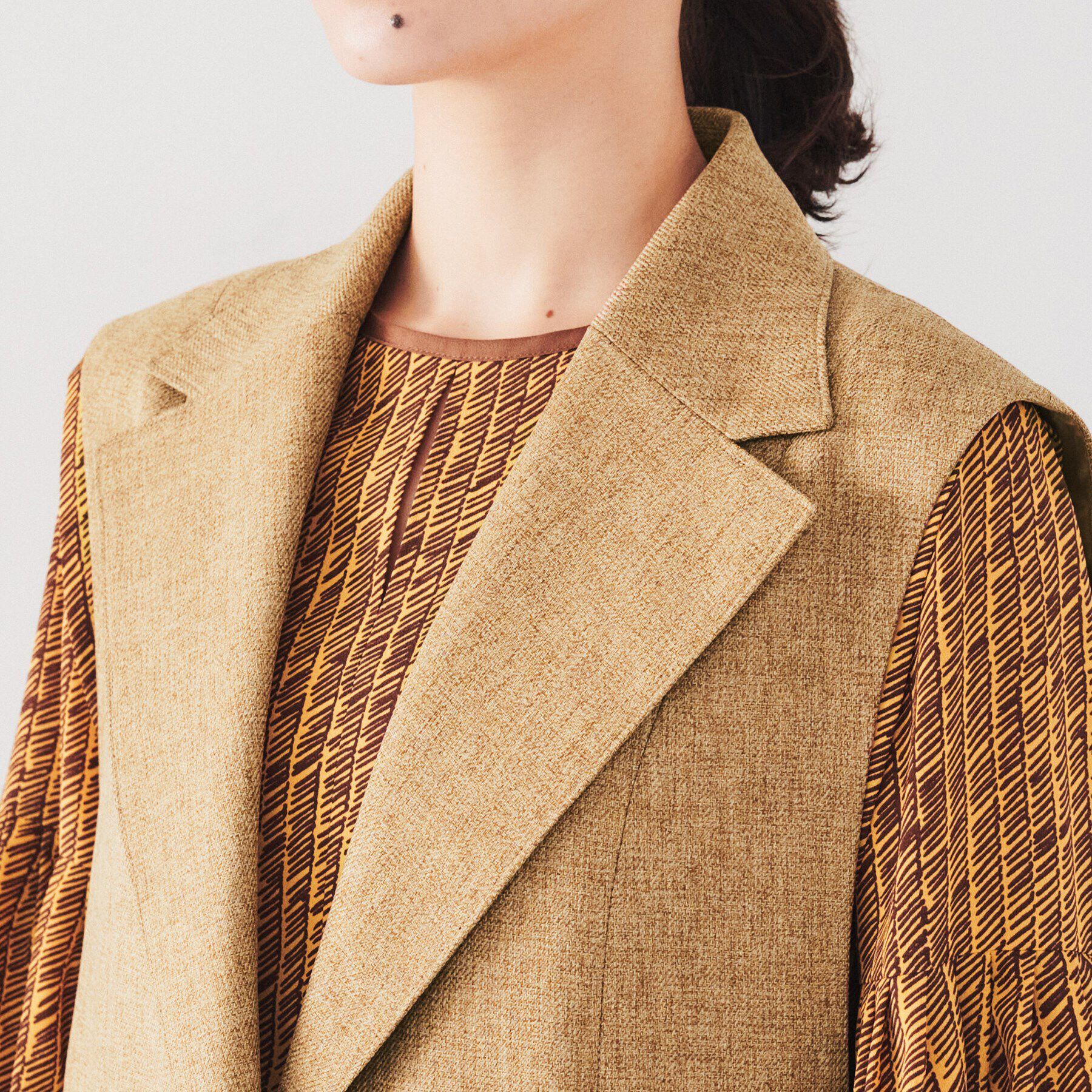 UNTITLED「【ツイードライク/セットアップ可】メランジ ロングジレ」|ベスト・ジレ|