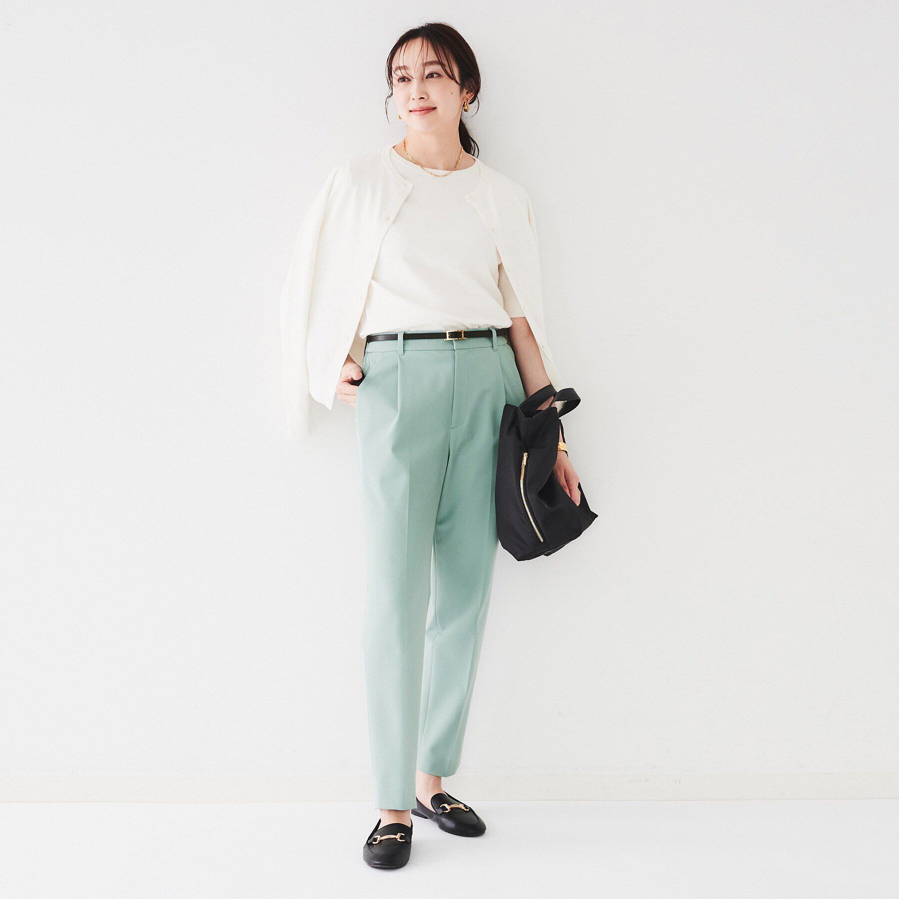 UNTITLED「【ストレッチ/後ろウエストゴム】タックテーパードパンツ」|その他|