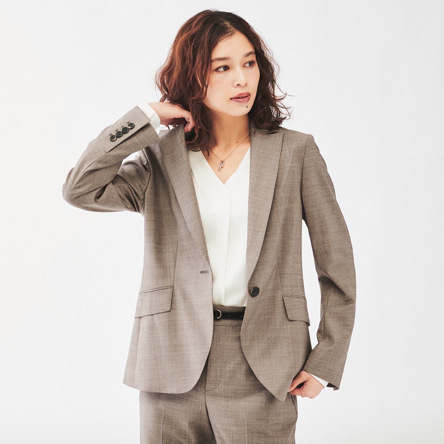 UNTITLED「【通勤スーツ/日本製】ウーステッド テーラードジャケット」|テーラードジャケット|モカブラウン(042