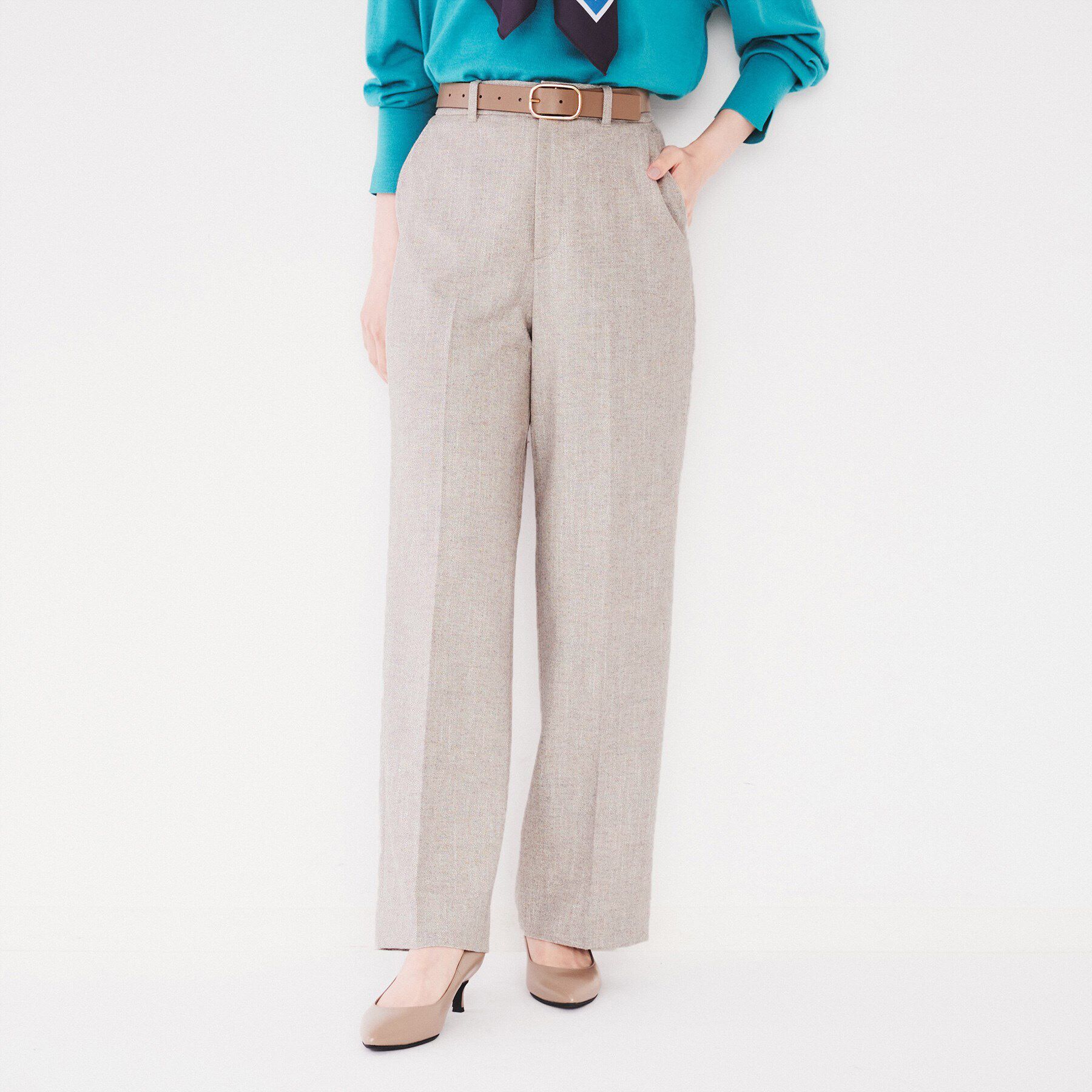 UNTITLED「【セットアップ可能/後ろウエストゴム】ミックスツイード ワイドパンツ」|その他|