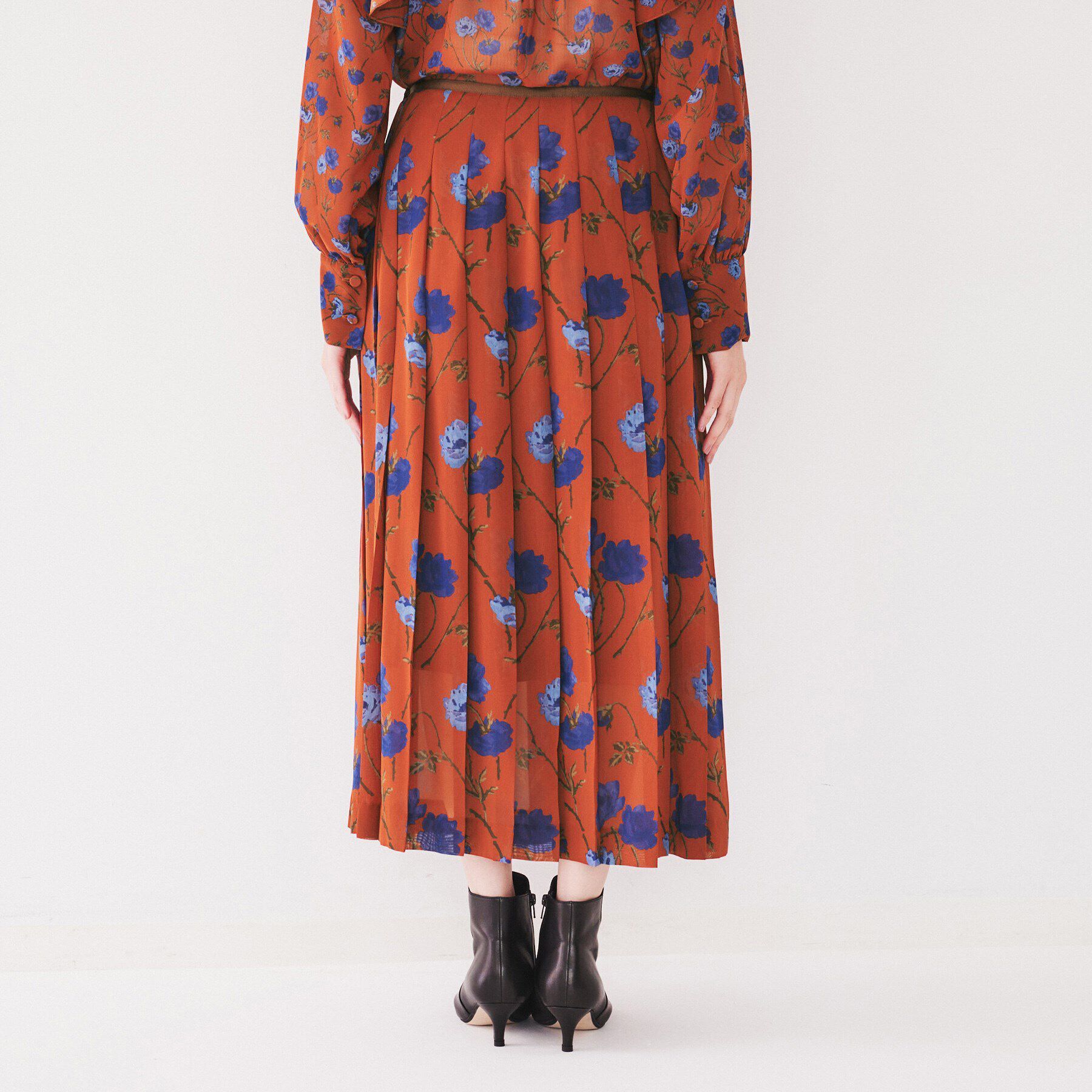 UNTITLED「【セットアップ可能/洗える/柄スカート】フラワーシフォンプリーツスカート」|スカート|