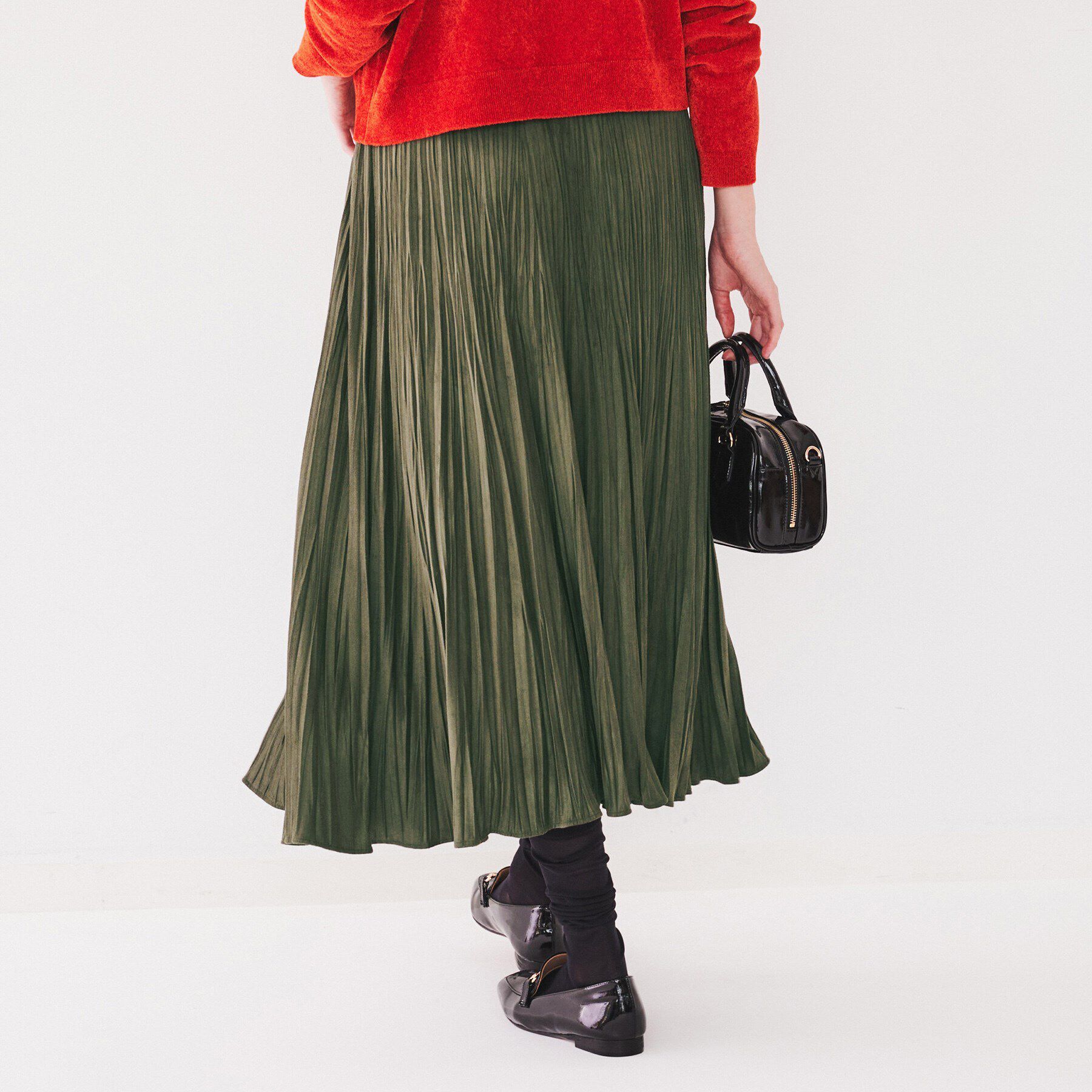 UNTITLED「【洗える/ウエストゴム】スエード風ランダムプリーツスカート」|スカート|