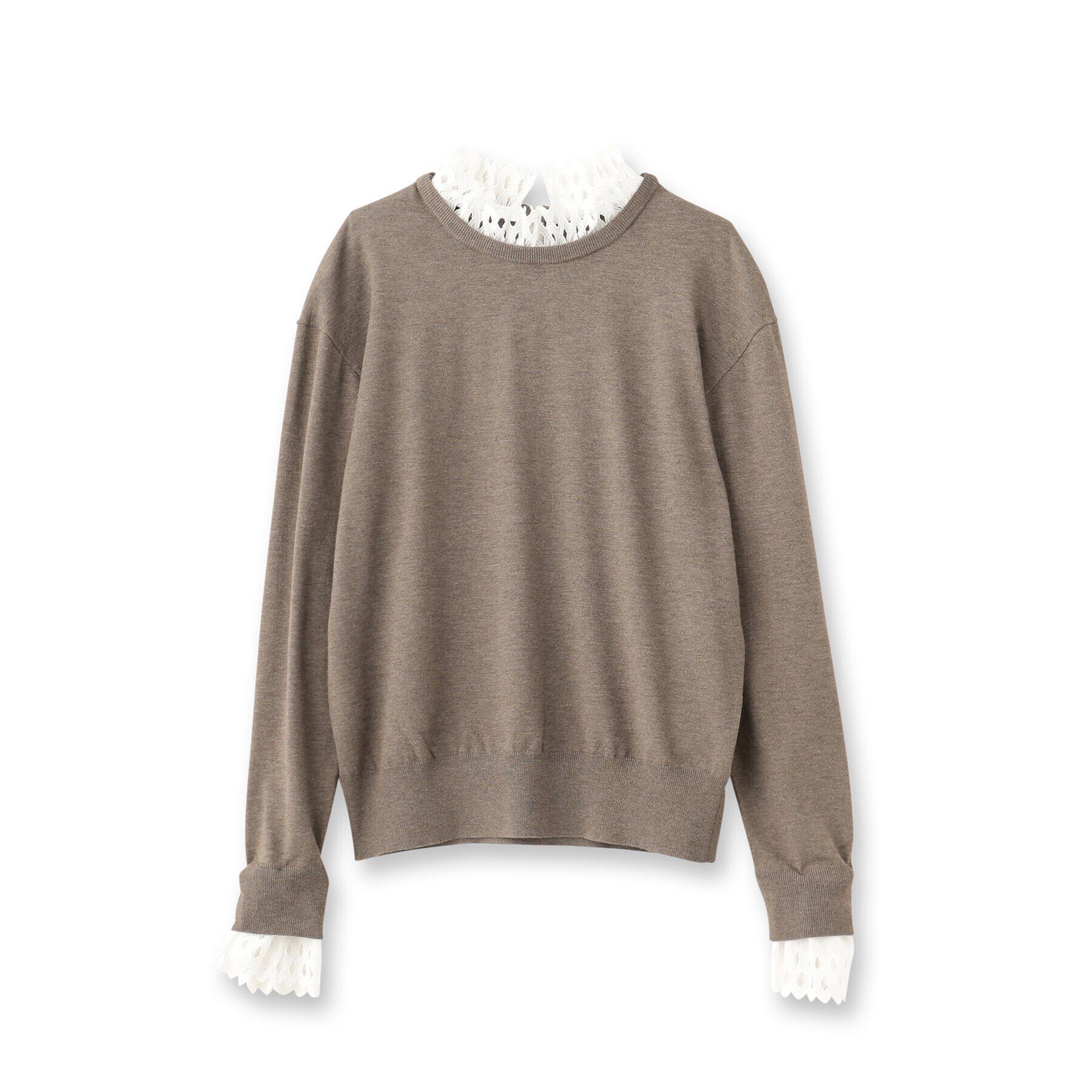 UNTITLED「【レース取り外し可能/2WAY】薄手レーヨン混ストレッチ プルオーバーニット」|ニット・セーター|