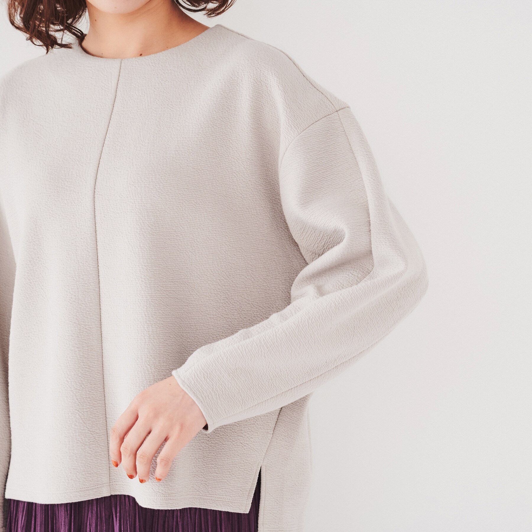 UNTITLED「【洗える】ウェーブ調ジャージトップス」|Tシャツ・カットソー|