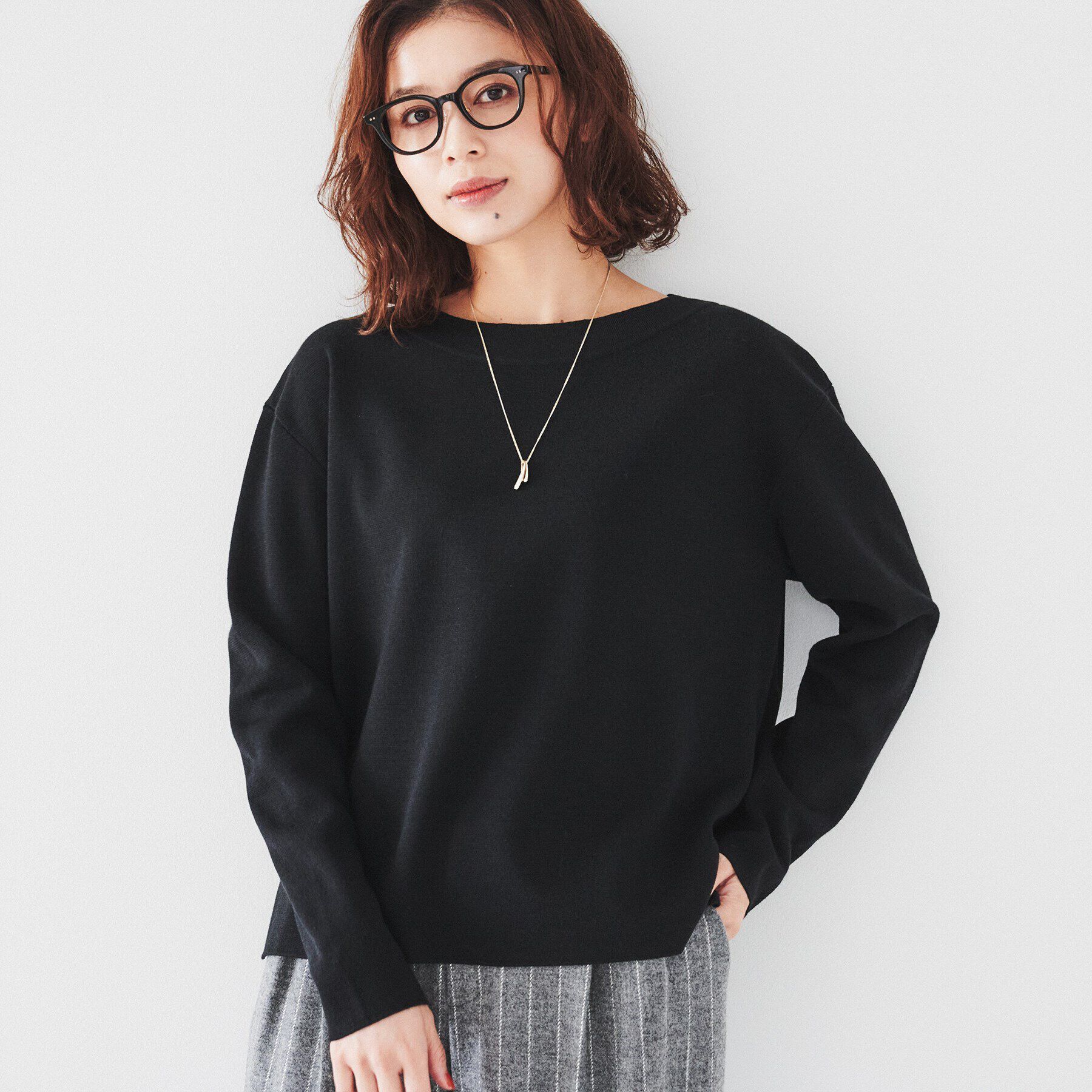 UNTITLED「【アンサンブル可能/8色展開】ミラノリブ ワイドボートネックプルオーバーニット」|ニット・セーター|