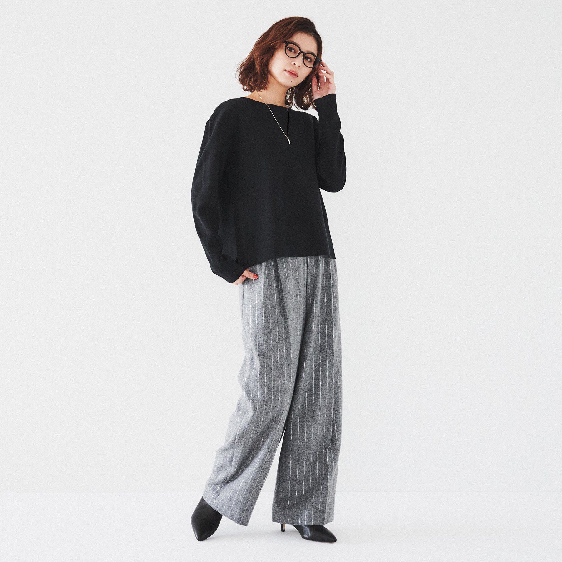 UNTITLED「【アンサンブル可能/8色展開】ミラノリブ ワイドボートネックプルオーバーニット」|ニット・セーター|