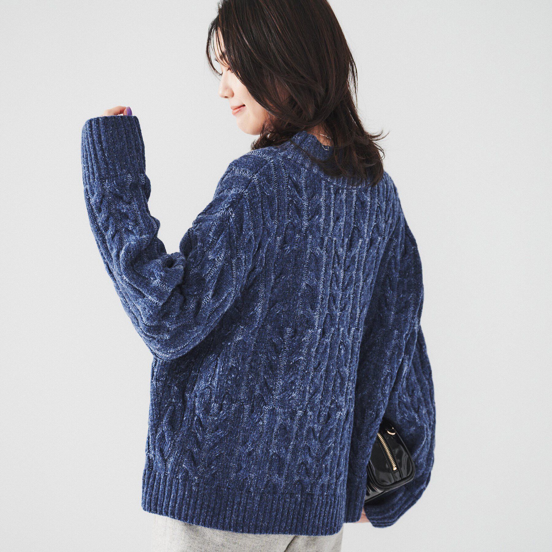 UNTITLED「【日本製/すっきり丈/トラッド】ラムウール ケーブルニット」|ニット・セーター|