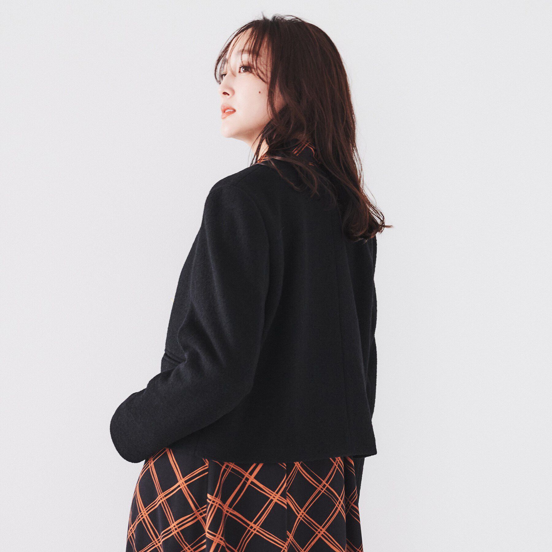 UNTITLED「【日本製/短ジャケ】ブークレークロップドジャケット」|ノーカラージャケット|