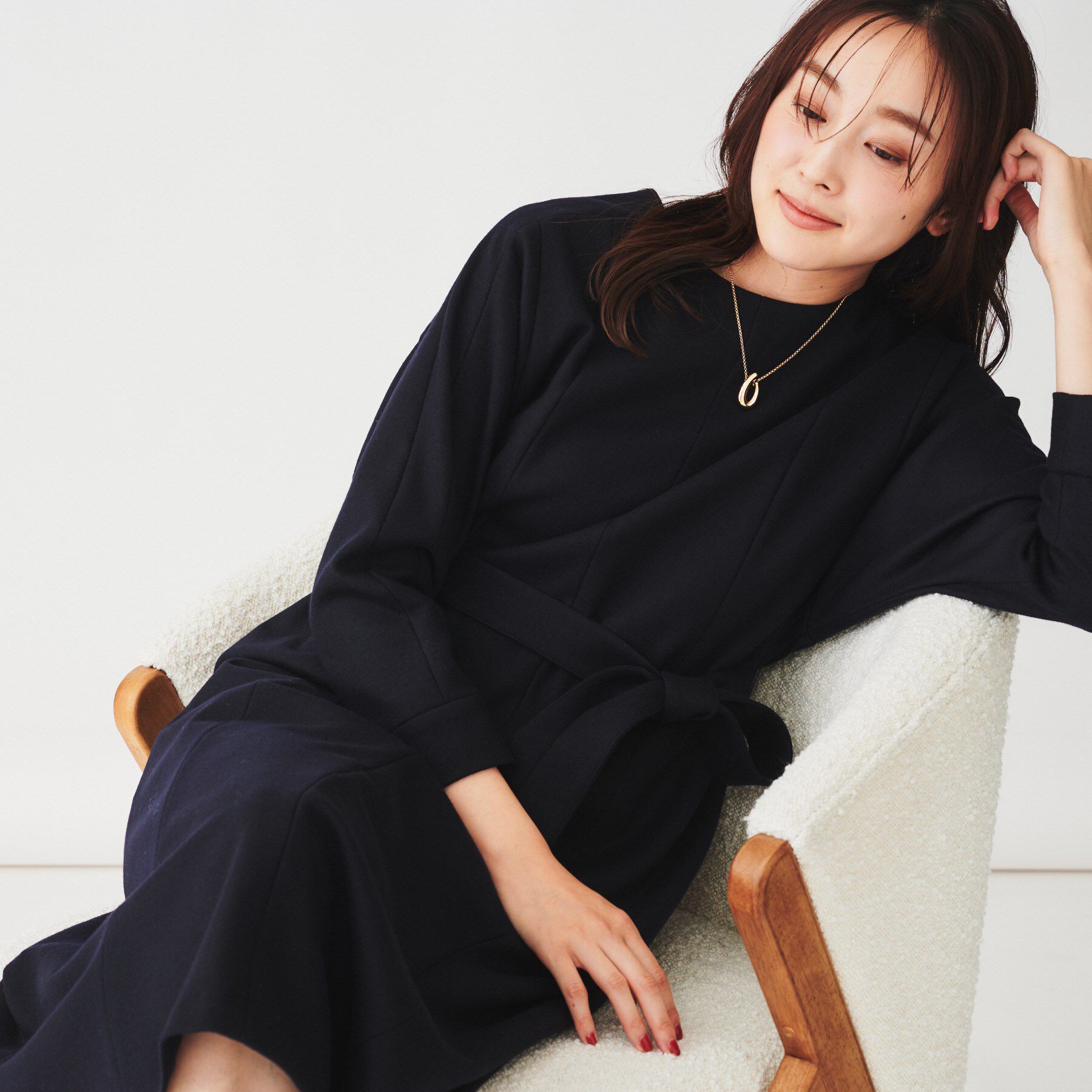 UNTITLED「【日本製/きれい目/ベルト付】ミルドジャージワンピース」|ワンピース|