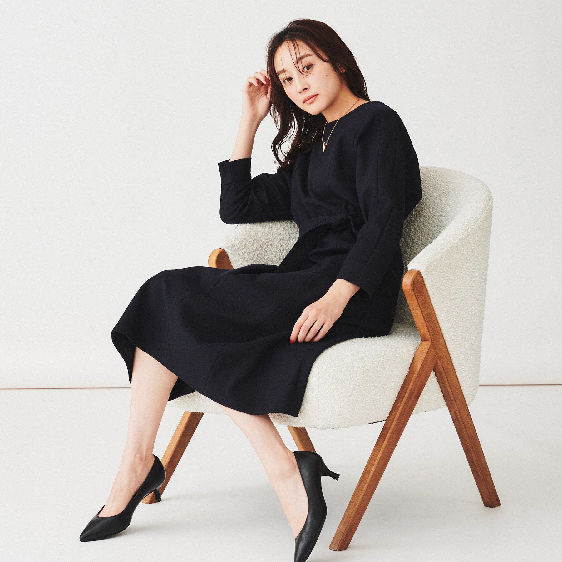 UNTITLED「【日本製/きれい目/ベルト付】ミルドジャージワンピース」|ワンピース|