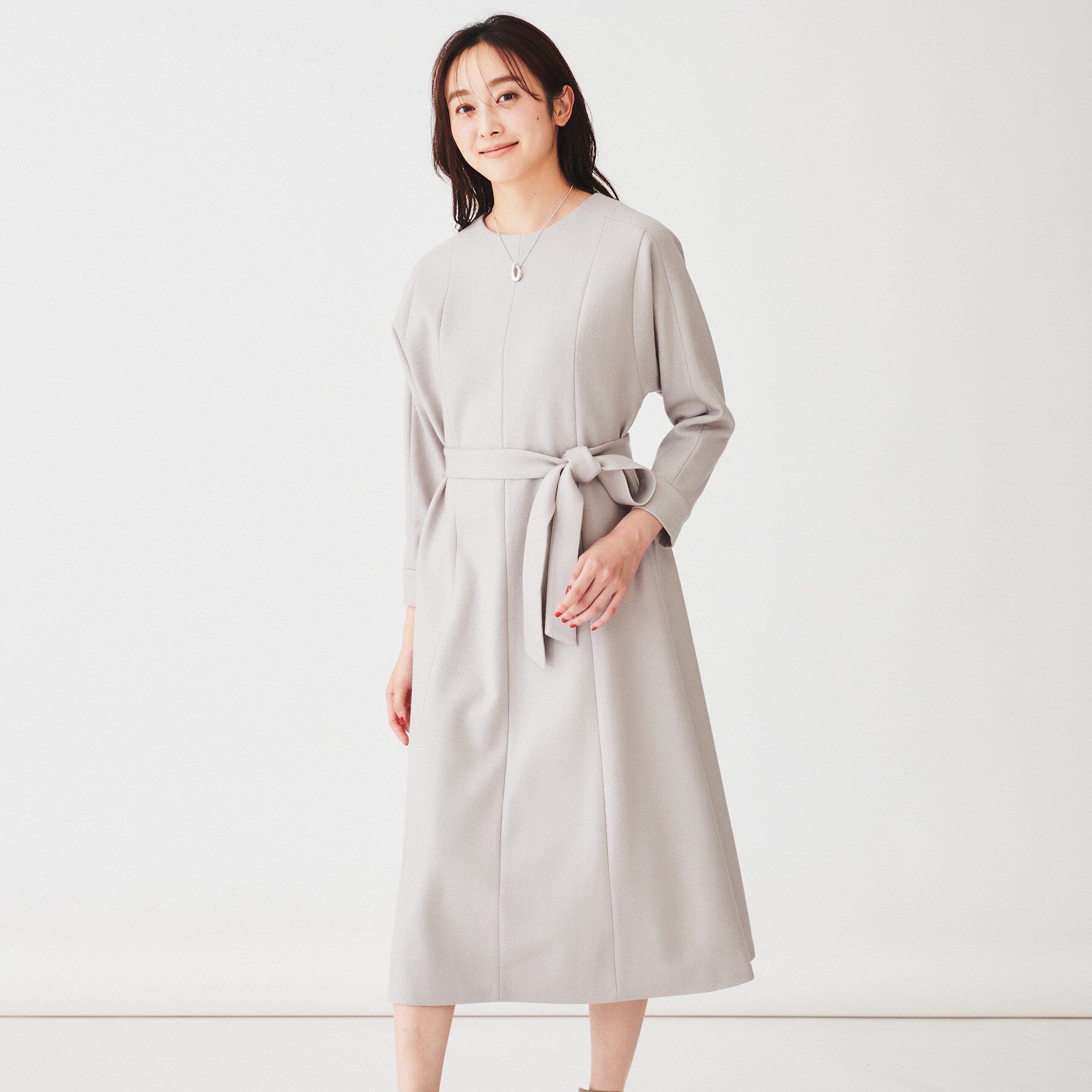 UNTITLED「【日本製/きれい目/ベルト付】ミルドジャージワンピース」|ワンピース|