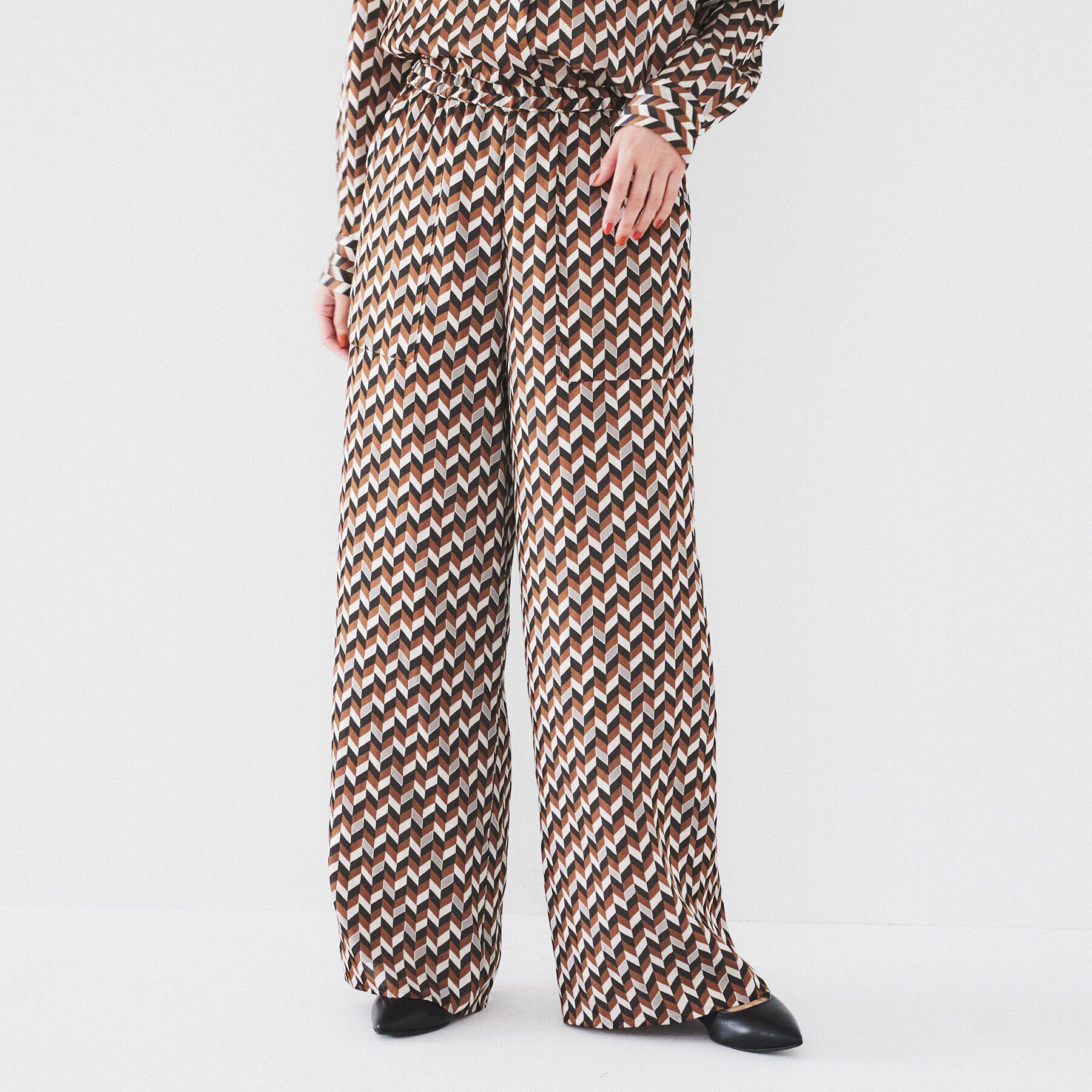 UNTITLED「ジオメトリック柄イージーパンツ」|その他|ブラウン(643)