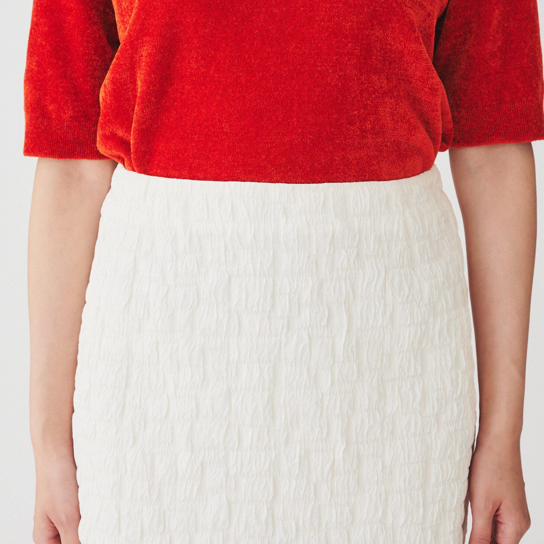 UNTITLED「【後ろウエストゴム/日本製/洗える】ブロック柄ジャカードナロースカート」|スカート|