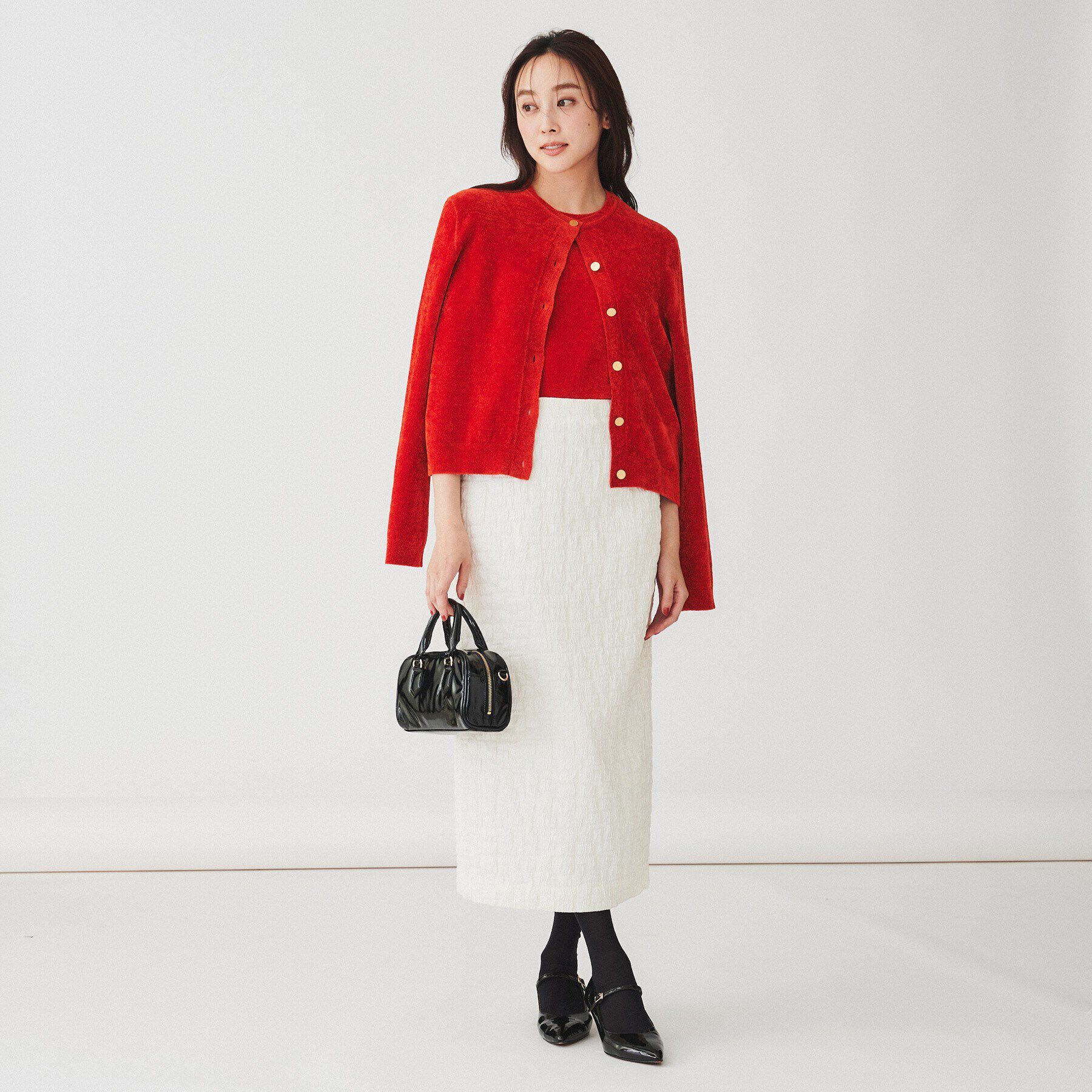 UNTITLED「【後ろウエストゴム/日本製/洗える】ブロック柄ジャカードナロースカート」|スカート|