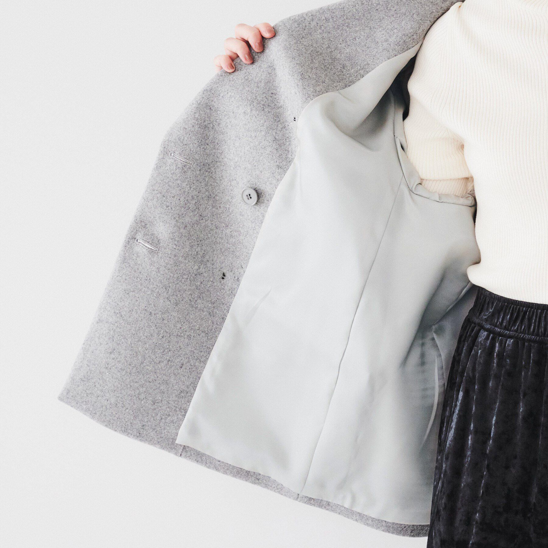 UNTITLED「【ミドル丈/日本製/イタリア素材】ウールメルトン ピーコート」|ピーコート|