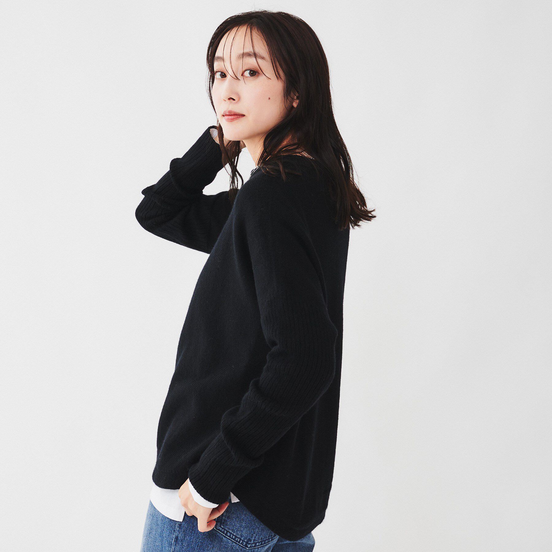 UNTITLED「ウールシルクカシミヤミックス ボートネックプルオーバーニット」|ニット・セーター|