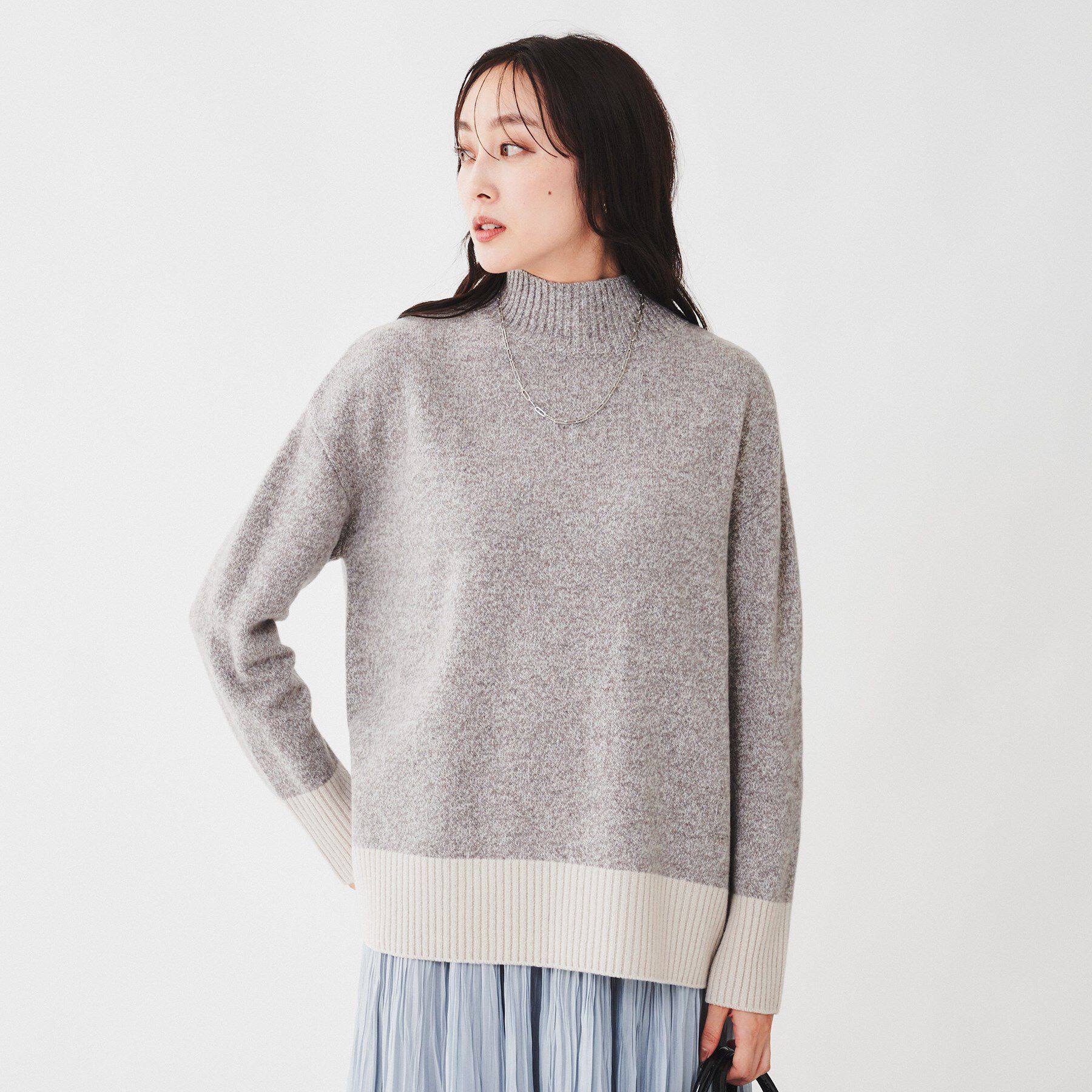 UNTITLED「ラムウールカシミヤ ボトルネックプルオーバーニット」|ニット・セーター|