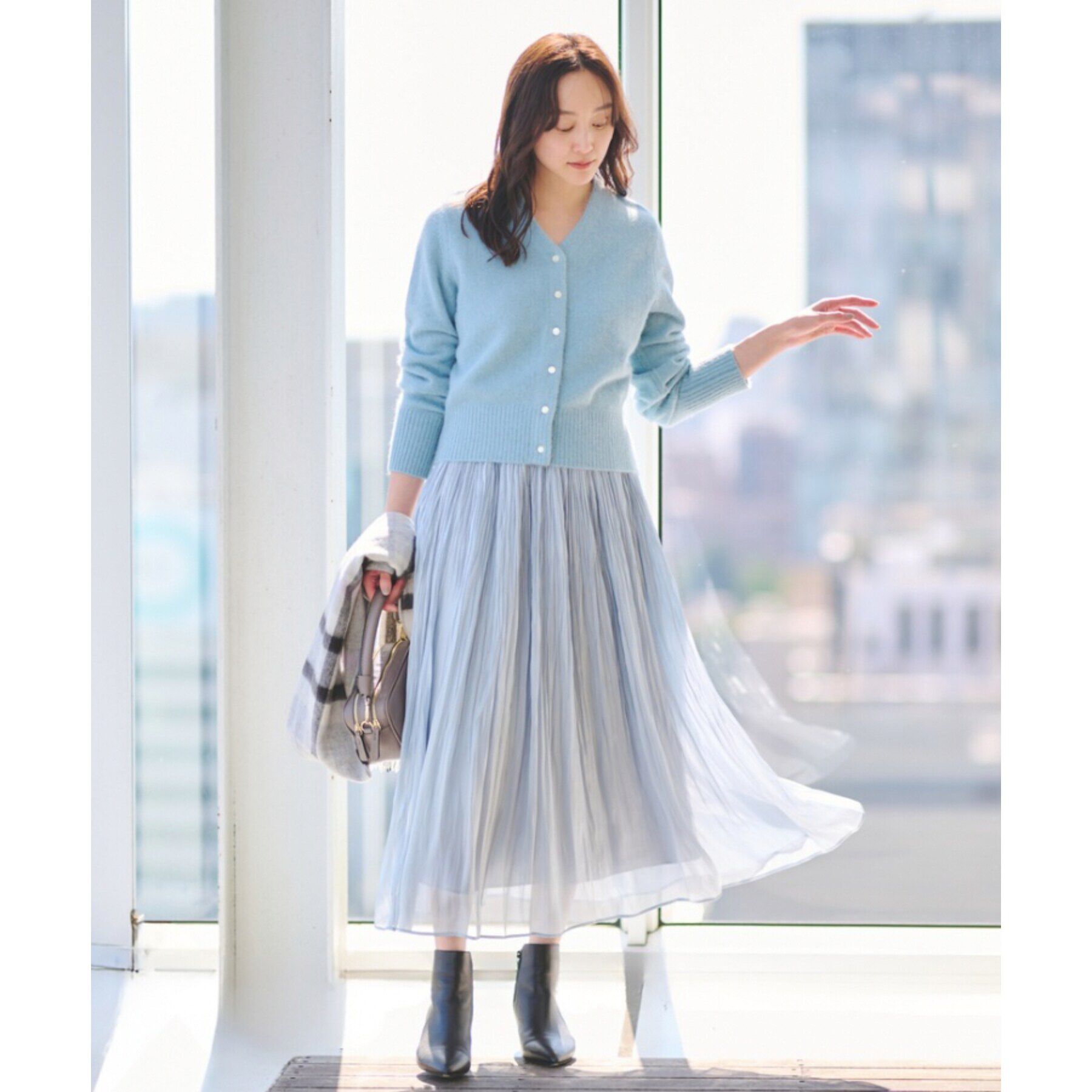 UNTITLED「【ウエストゴム/洗える】シアープリーツスカート」|スカート|